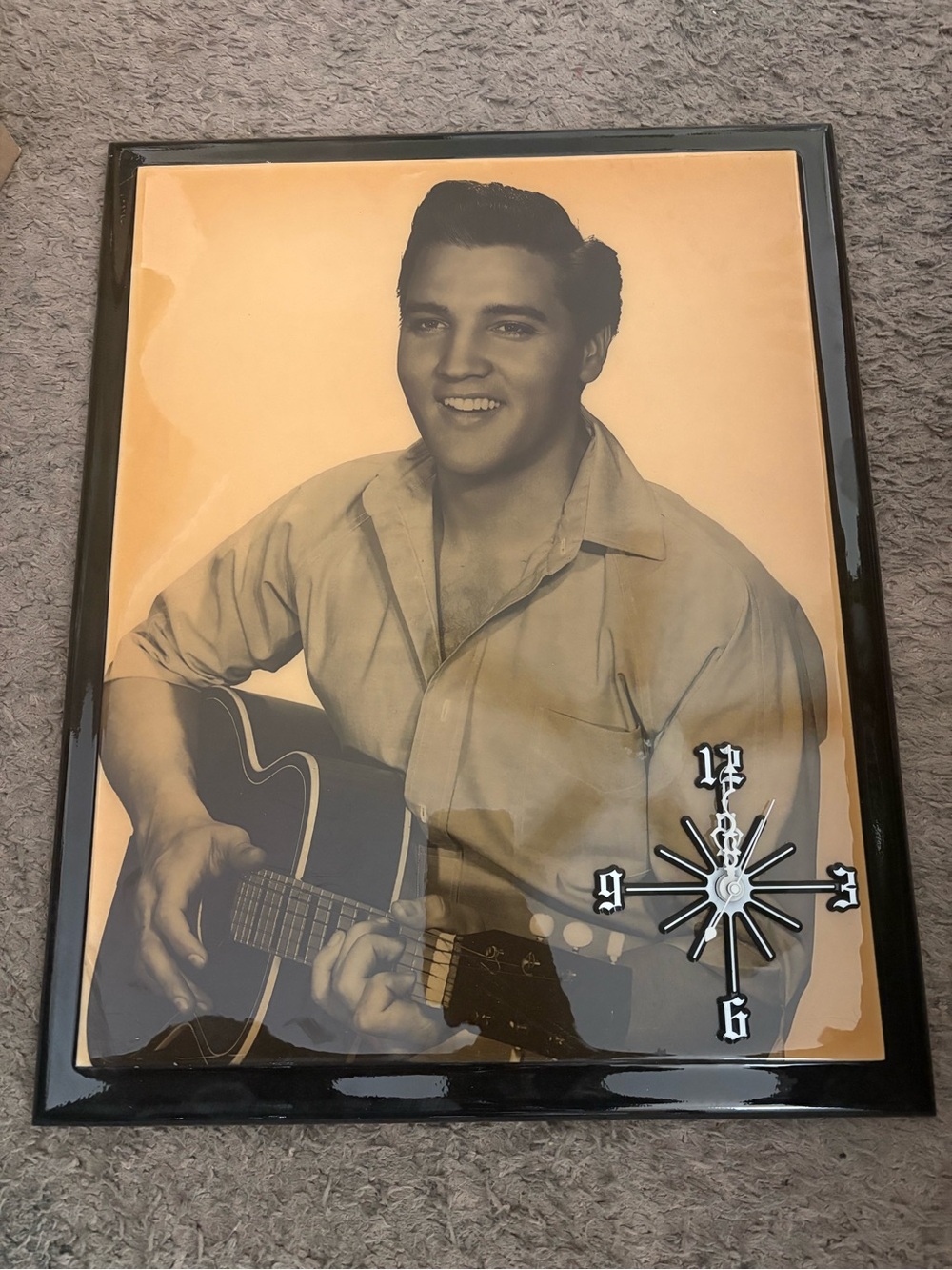 Elvis Presley Vintage-Style Black & Sepia Wall Clock Art